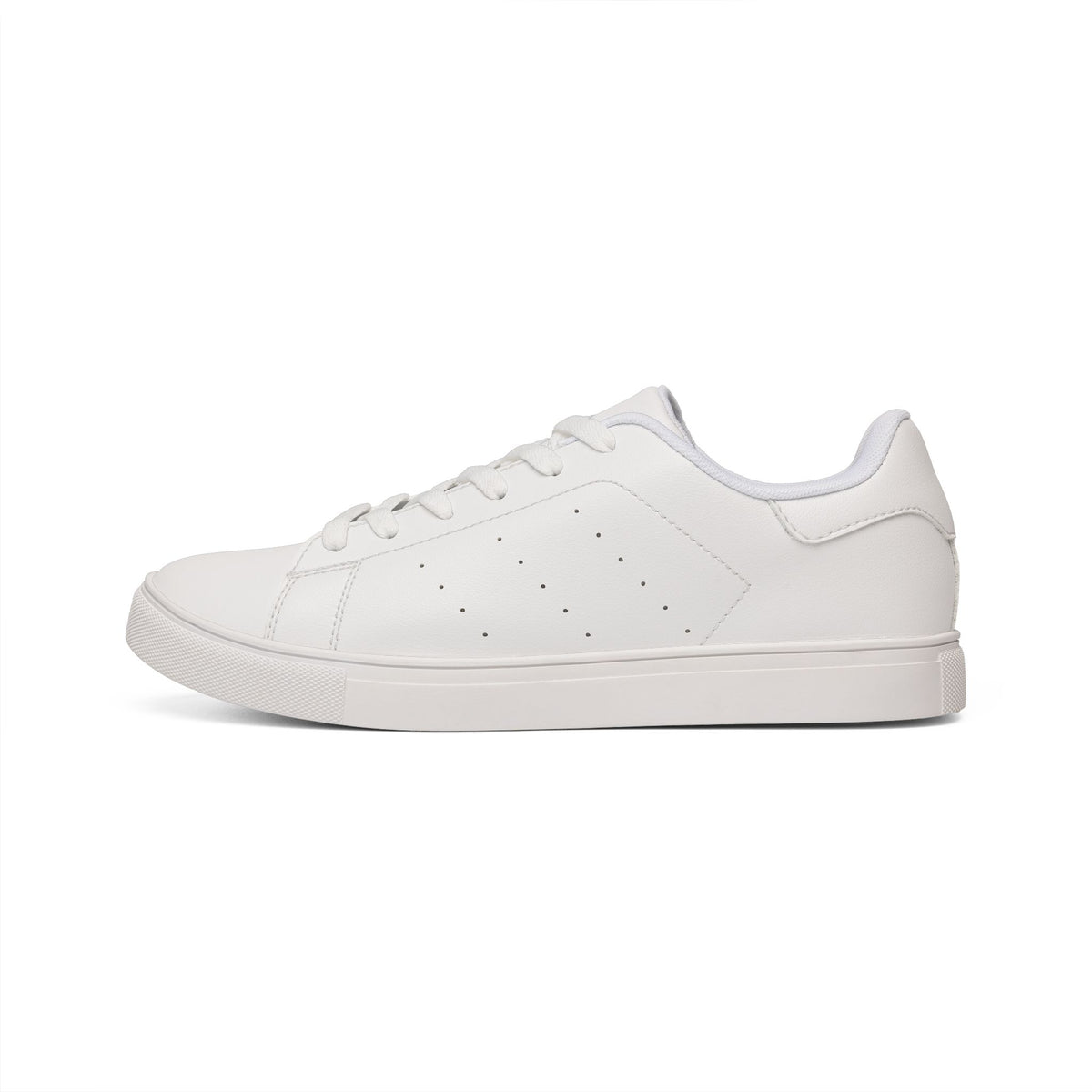 Men's Classic White Leather Sneakers — Low-Top Casual Trainer