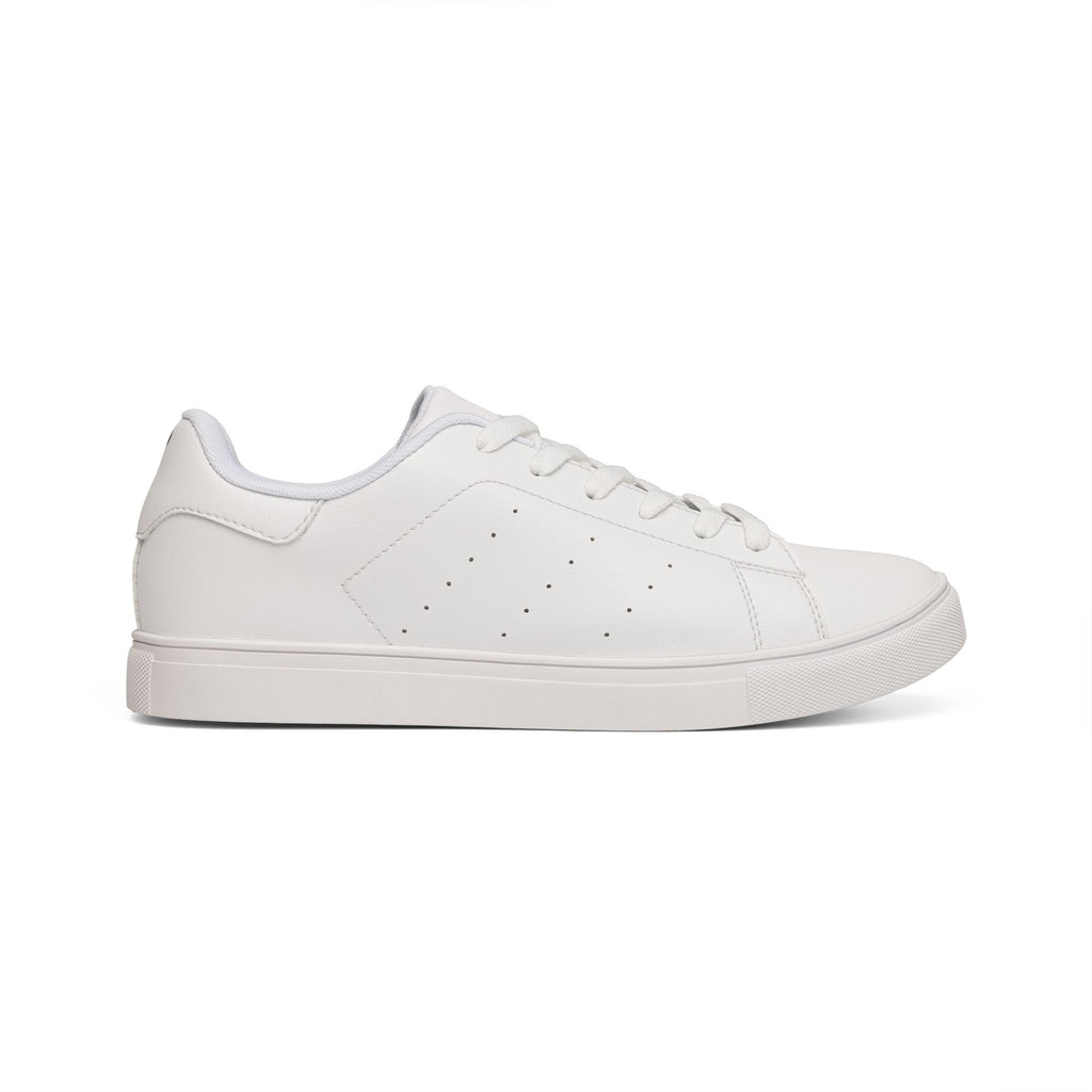 Men's Classic White Leather Sneakers — Low-Top Casual Trainer