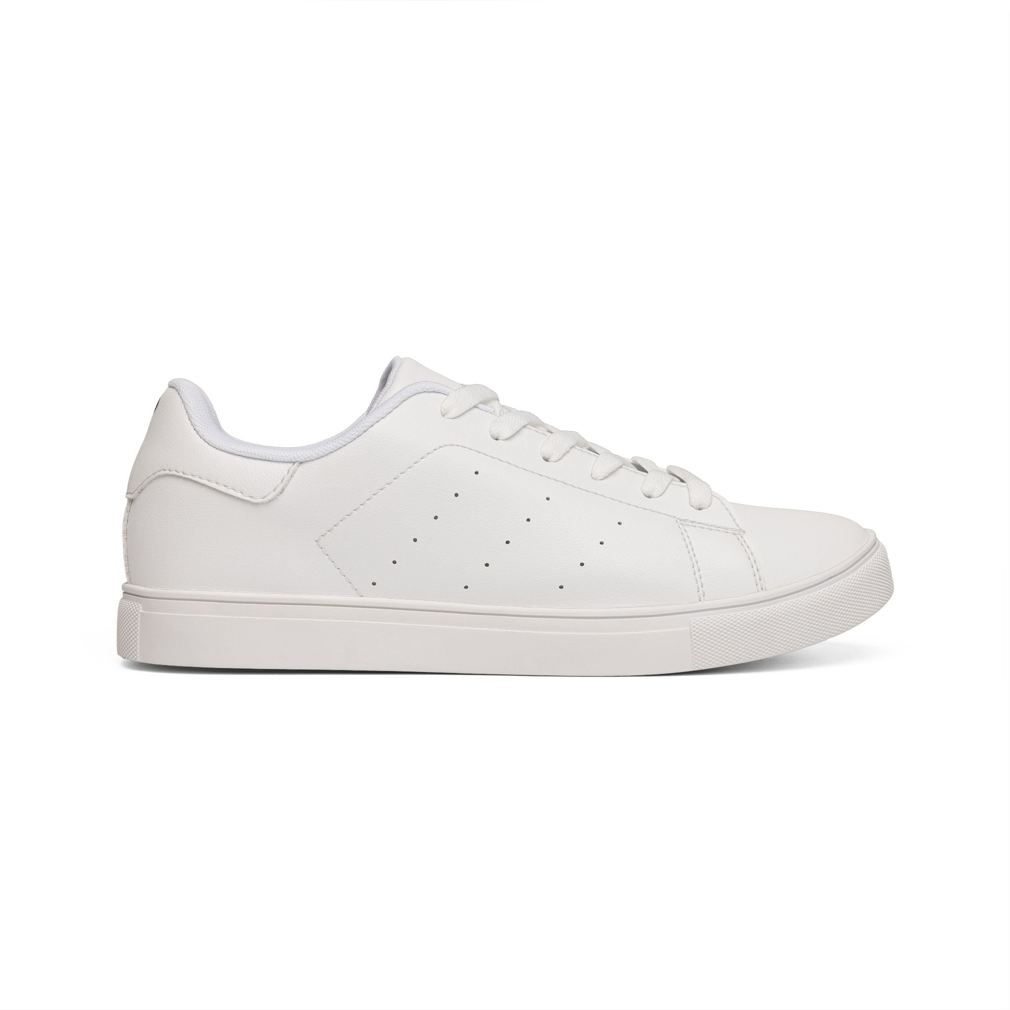 Men's Classic White Leather Sneakers — Low-Top Casual Trainer