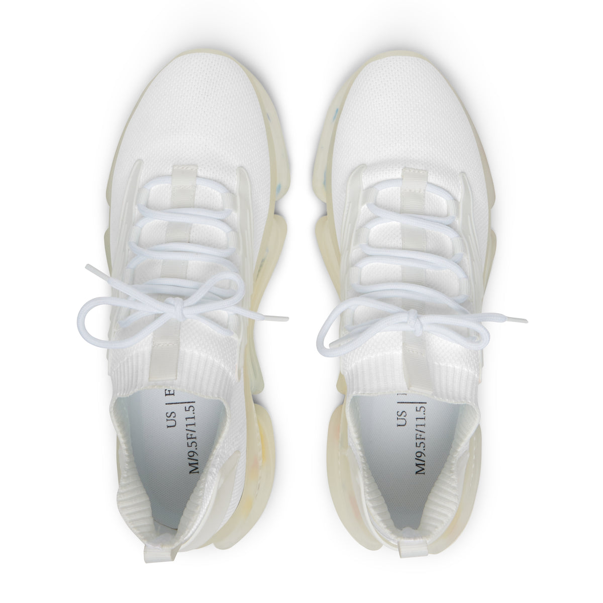 Men's White Mesh Sneakers Lightweight Knit Athletic Shoes with Color Accent Sole