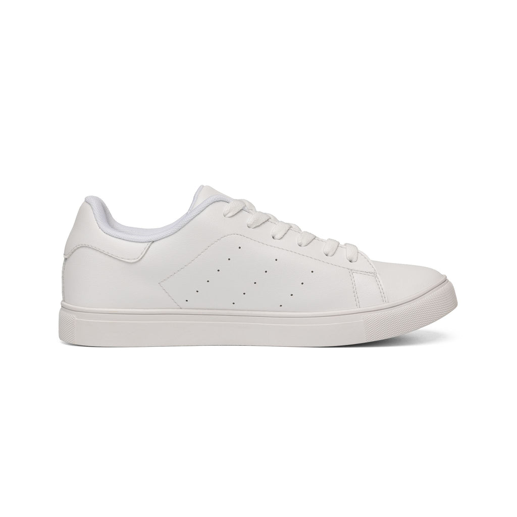 Men's Classic White Leather Sneakers — Low-Top Casual Trainer