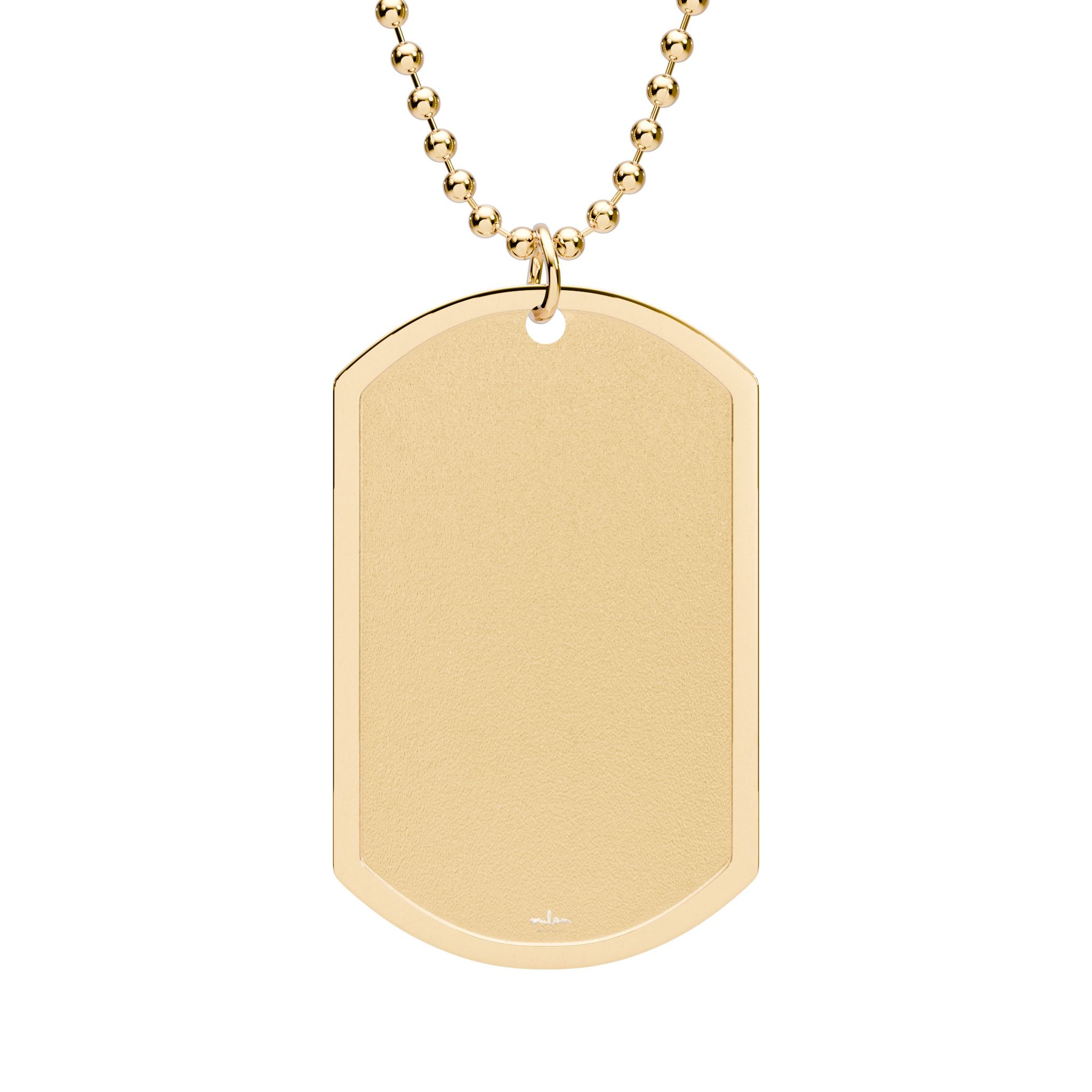 Gold Dog Tag Necklace — Personalized Military-Style Pendant with Ball Chain